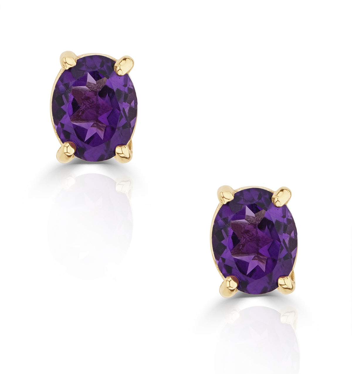 Amethyst 5 x 4mm 9K Yellow Gold Earrings